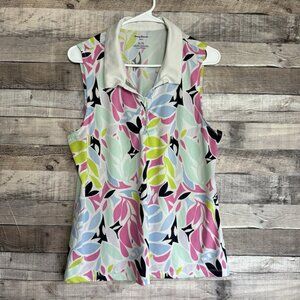 Tommy Bahama Golf Tennis Top Sleeveless Pink Blue Floral Tropical Sz XL